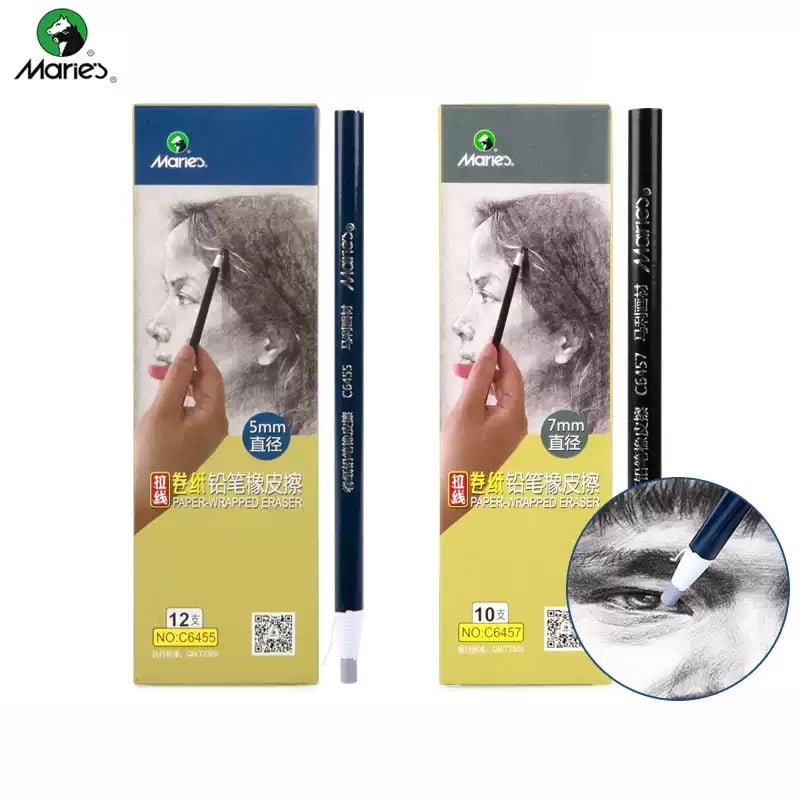 Paper Roll Eraser 5mm + 7mm, Pencil Eraser Pen with Pull String, Precision Highlight Eraser for Drafting Drawing Sketching Art Supplies