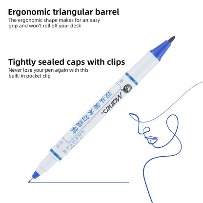 12pcs Double Tip Paint Marking Pen,Blue Waterproof Archival Ink Pens, Multi-Line Pens, Illustration Pens, Suitable for Sketching, Watercolor Painting, Anime, Comics, And Professional Drawing