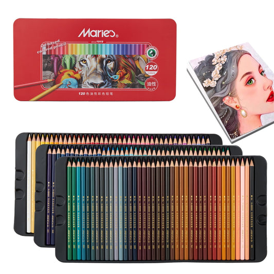 120-Colors Oil-Based Colored Pencils Set, Artist Quality Coloring Pencils in Tin Box, Ideal for Drawing, Sketching, Adult Coloring Books