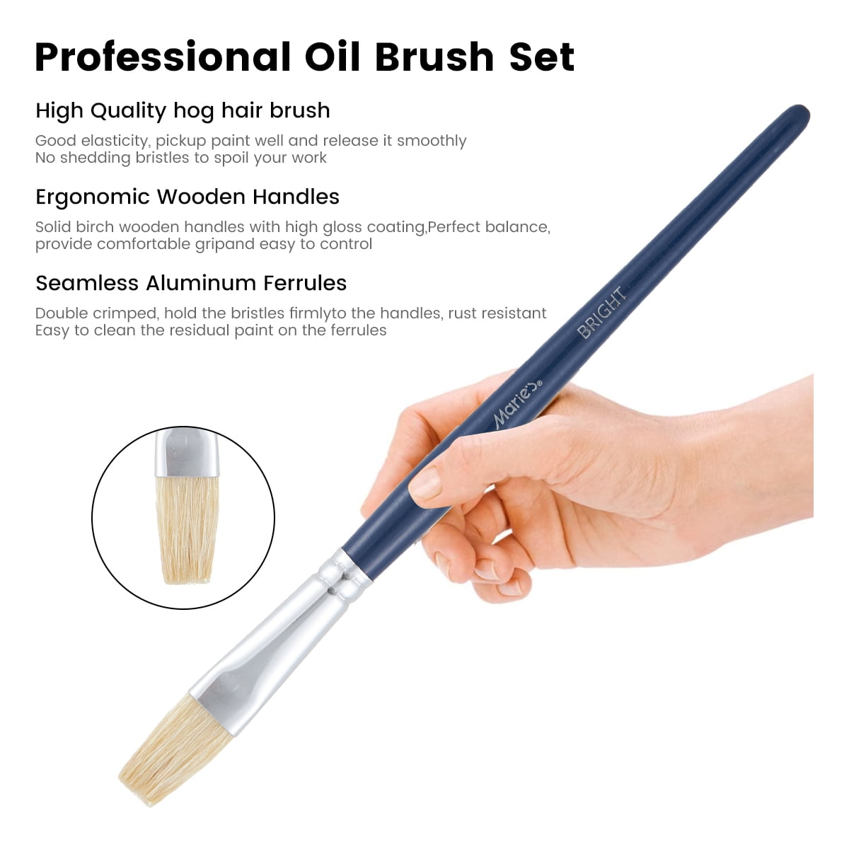 Paint Brushes Set of 10Pcs, Premium Paint Brushes for Acrylic, Oil, Watercolor Paintings, Art Supplies for Artists