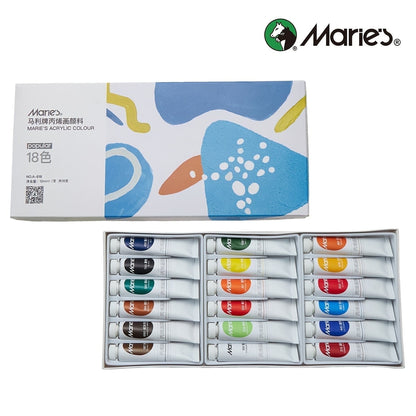 Acrylic Paint, 18 Colors x 12ml/0.4oz - Rich Pigments, Vibrant Colors for Canvas, Wood, Fabric & Crafts, Ideal for Artists, Beginners, Students & Hobbyists