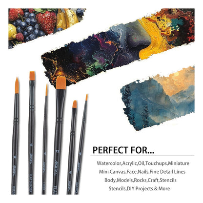 Marie's Acrylic Nylon Brush Set, 10-Pack for Painting - Professional & Student Grade for Canvas, Wood, Fabric