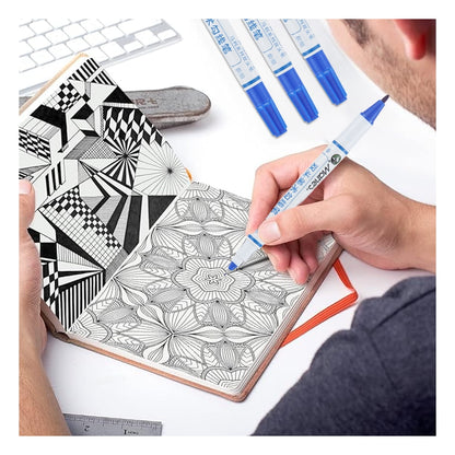 12pcs Double Tip Paint Marking Pen,Blue Waterproof Archival Ink Pens, Multi-Line Pens, Illustration Pens, Suitable for Sketching, Watercolor Painting, Anime, Comics, And Professional Drawing