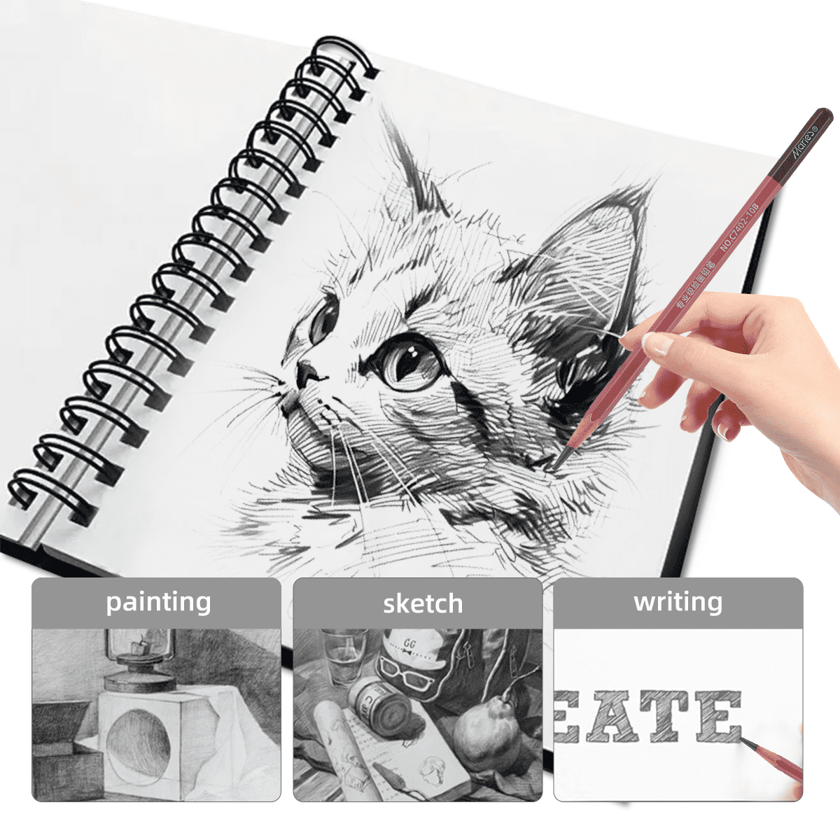 Professional Sketching Graphite Pencil, Extra Soft 10B, Deep Black Core for Drawing & Shading, Hexagonal Barrel