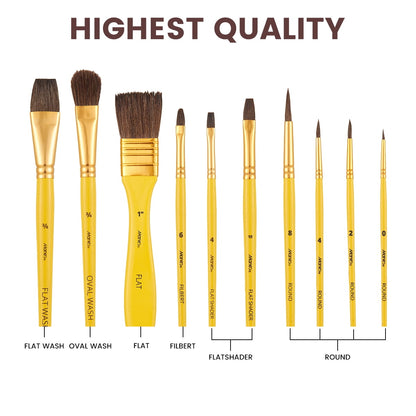 Watercolor Brushes Set,10 Artist Brushes Watercolor Paint Brushes, Premium Paint Brushes for Acrylic, Oil, Watercolor Paintings, Art Supplies for Artists