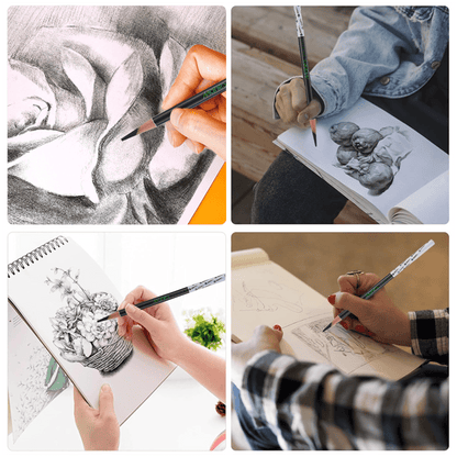 Professional Charcoal Pencils Set for Drawing & Sketching |  36-Pack Art Core Charcoal Pencils (12 Soft, 12 Medium, 12 Hard) | For Artists, Students