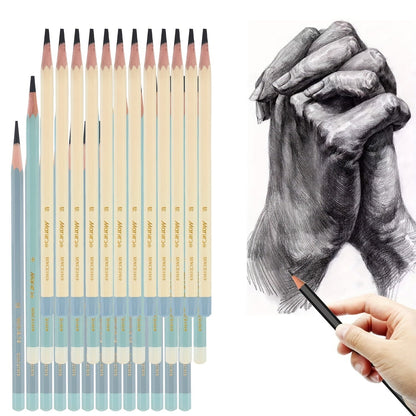 Marie's 36 Count Charcoal Pencils, Soft Medium Hard Charcoal Drawing Pencils Set, 12 Each for Sketching, Shading & Art Supplies