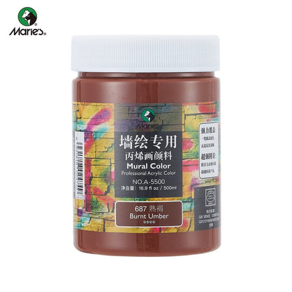 Acrylic Paint for Wall Art, 100ml/500ml (16.9Fl Oz), Rich Pigment, Waterproof Paint for Canvas/Wood/Clay, DIY Craft Supplies