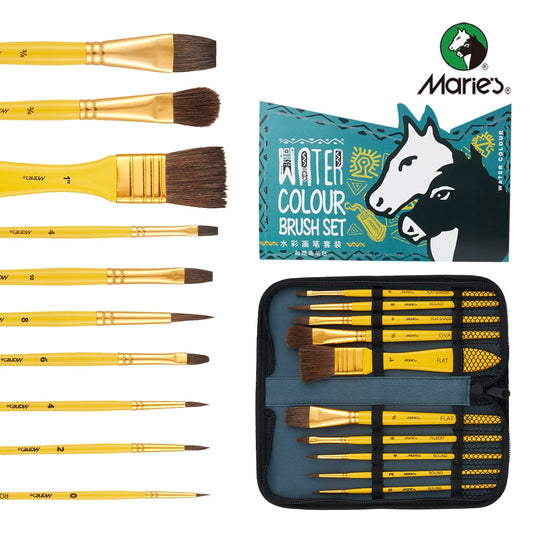Watercolor Brushes Set,10 Artist Brushes Watercolor Paint Brushes, Premium Paint Brushes for Acrylic, Oil, Watercolor Paintings, Art Supplies for Artists