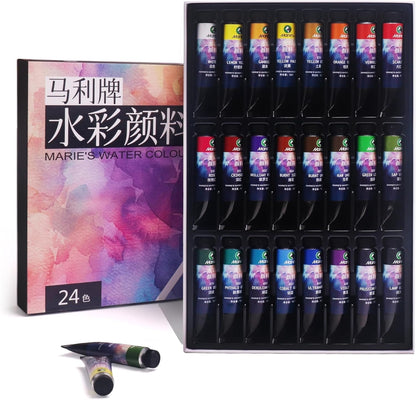 Watercolor Paint Set, 36 Colors x 12ml/0.4oz Tubes - Highly Pigmented, Perfect for Artists, Students, Beginners, Sketching & Illustration