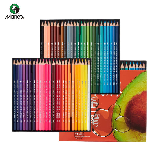 Watercolor Pencils 48 Colors Set – Water-Soluble Colored Pencils for Adult Coloring Books, Artists, Beginners – Vibrant Pigments
