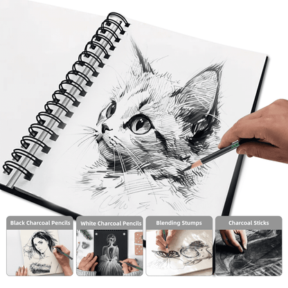 Professional Charcoal Pencils Set for Drawing & Sketching |  36-Pack Art Core Charcoal Pencils (12 Soft, 12 Medium, 12 Hard) | For Artists, Students