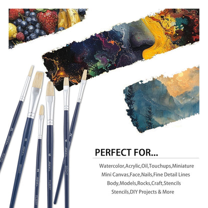 Paint Brushes Set of 10Pcs, Premium Paint Brushes for Acrylic, Oil, Watercolor Paintings, Art Supplies for Artists