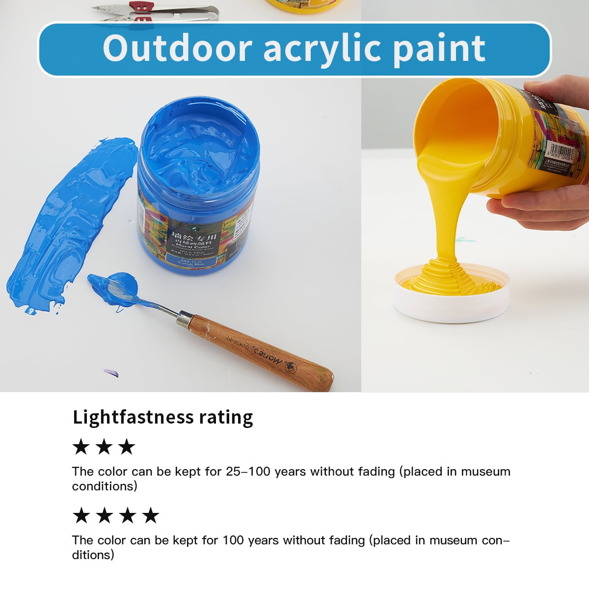 Acrylic Paint for Wall Art, 100ml/500ml (16.9Fl Oz), Rich Pigment, Waterproof Paint for Canvas/Wood/Clay, DIY Craft Supplies