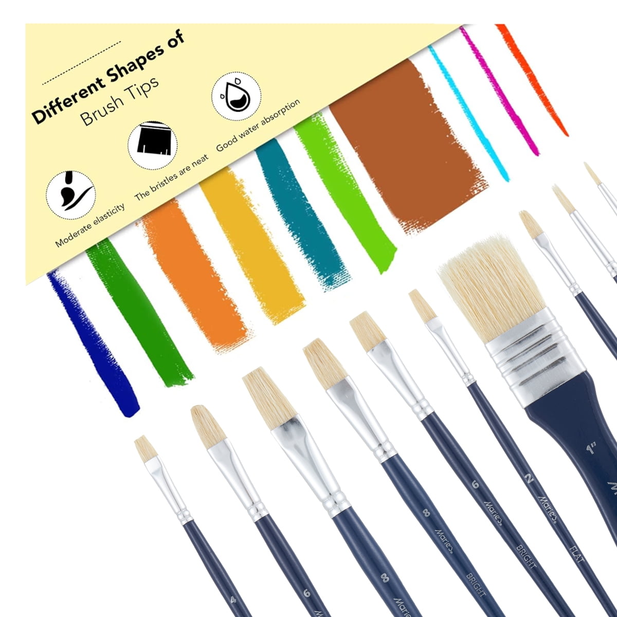 Paint Brushes Set of 10Pcs, Premium Paint Brushes for Acrylic, Oil, Watercolor Paintings, Art Supplies for Artists