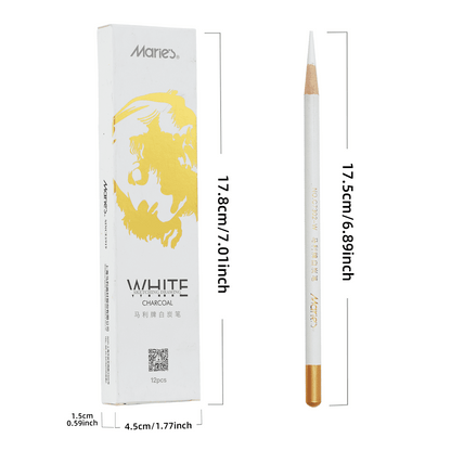 Marie's Professional White Charcoal Pencil, 60 Pieces-Highlights & Blending, Artist Drawing Pencil, Charcoal Drawing, Portrait
