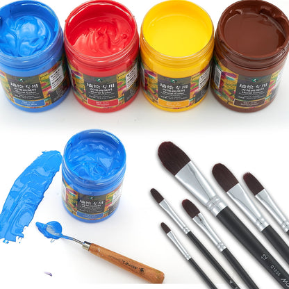 Acrylic Paint for Wall Art, 100ml/500ml (16.9Fl Oz), Rich Pigment, Waterproof Paint for Canvas/Wood/Clay, DIY Craft Supplies