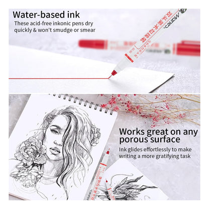 Twin Pen Dual Tip Marker, Red, Fine & Ultra Fine Point, Acrylic Paint Pens for Drawing/Sketching/Lettering, Art Supplies