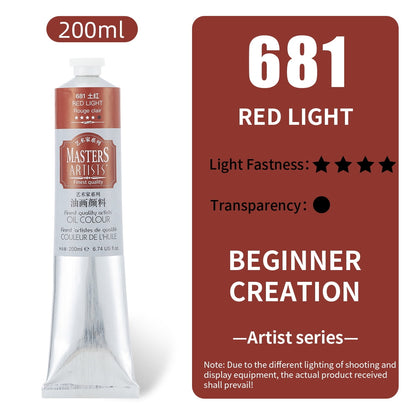 Professional Artist Quality Oil Paint, 200ml(6.74 US fl.oz) Tubes, Artist-Grade Quality (Studio & Hobby Use),Red Light