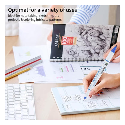 12pcs Double Tip Paint Marking Pen,Blue Waterproof Archival Ink Pens, Multi-Line Pens, Illustration Pens, Suitable for Sketching, Watercolor Painting, Anime, Comics, And Professional Drawing